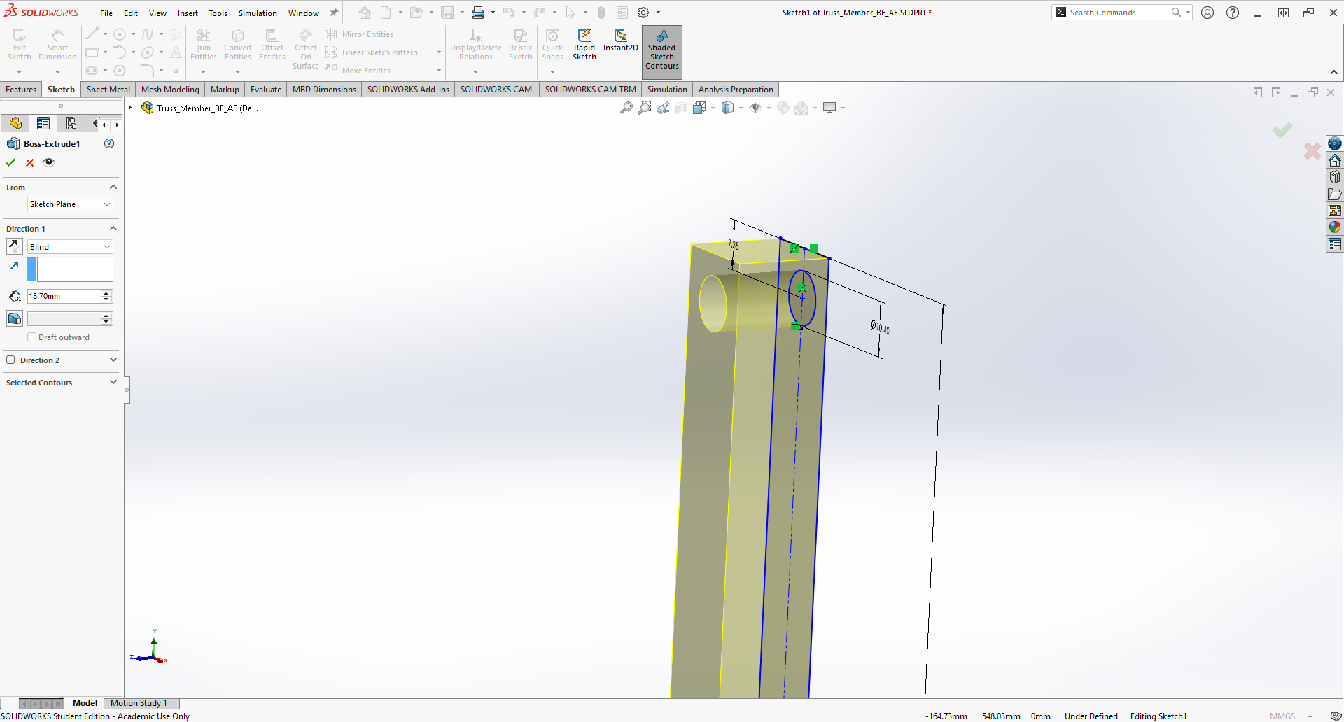 Truss Extrusion in SolidWorks